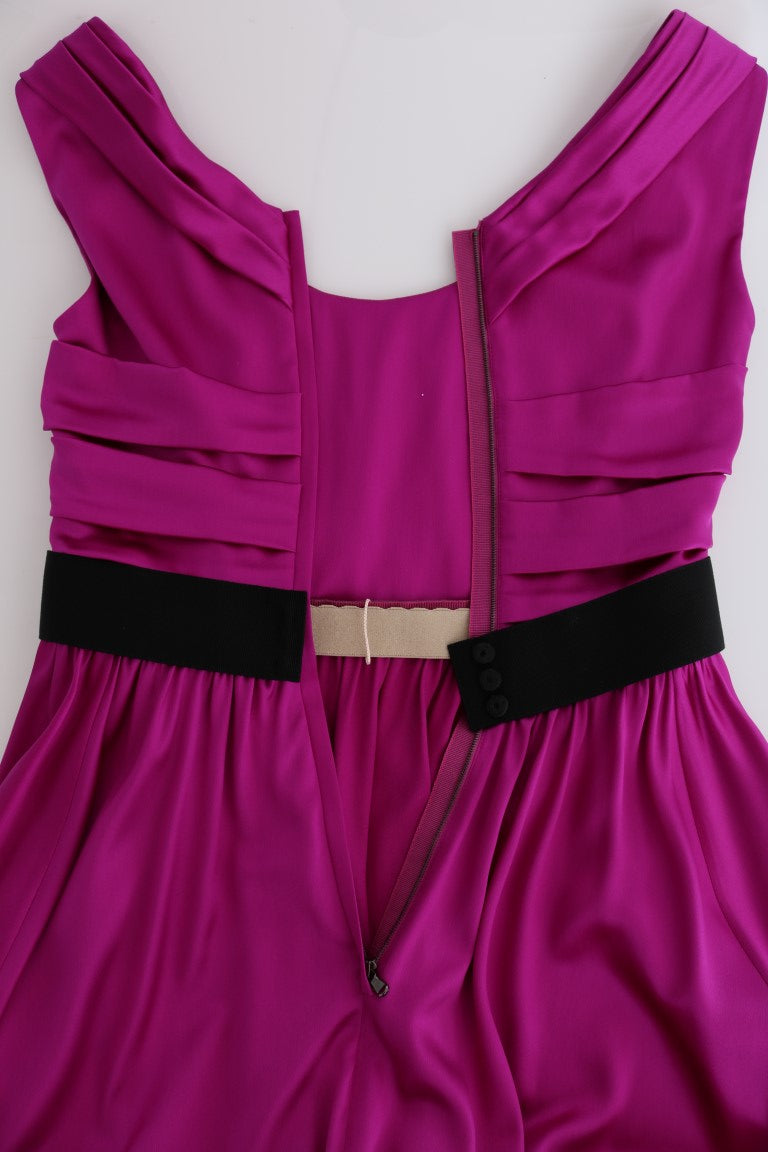 Dolce &amp; Gabbana – Langes Etuikleid aus Stretch-Seide in Rosa
