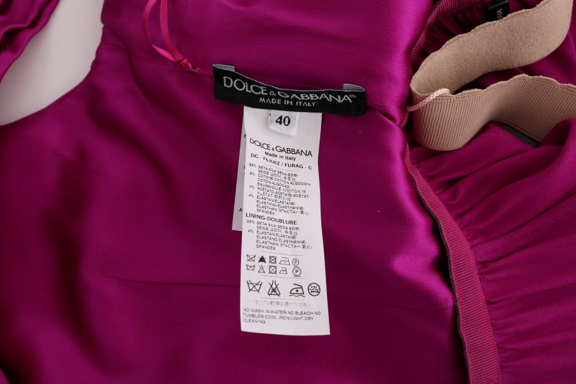 Dolce &amp; Gabbana – Langes Etuikleid aus Stretch-Seide in Rosa