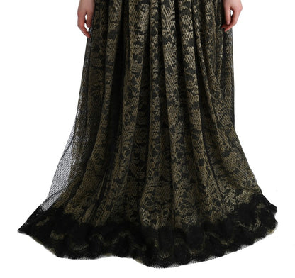 Dolce &amp; Gabbana – Schwarz-gelbes Etuikleid aus Kristallspitze