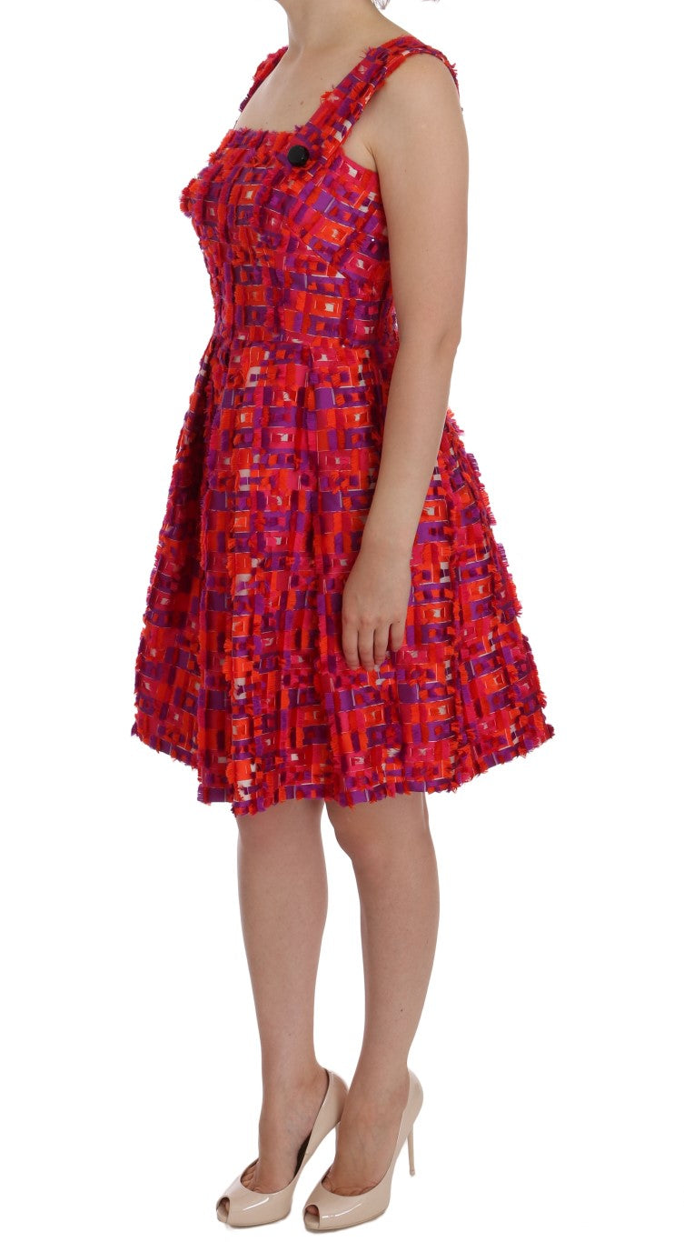 Dolce &amp; Gabbana – Rosa gemustertes A-Linien-Kleid über den Knien