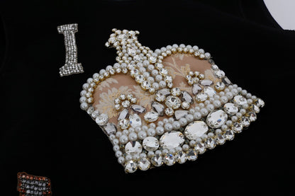 Dolce &amp; Gabbana Schwarzes I AM A PRINCESS Etuikleid mit Kristallen