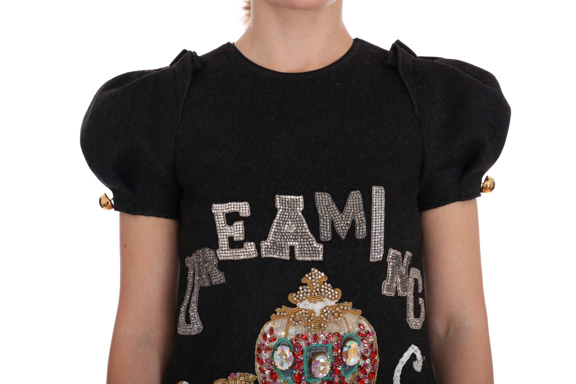 Dolce &amp; Gabbana Graues Kristallkleid „Dreaming of My Prince“
