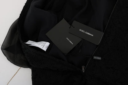 Dolce &amp; Gabbana – Etuikleid aus schwarzer Spitze mit rotem Herz