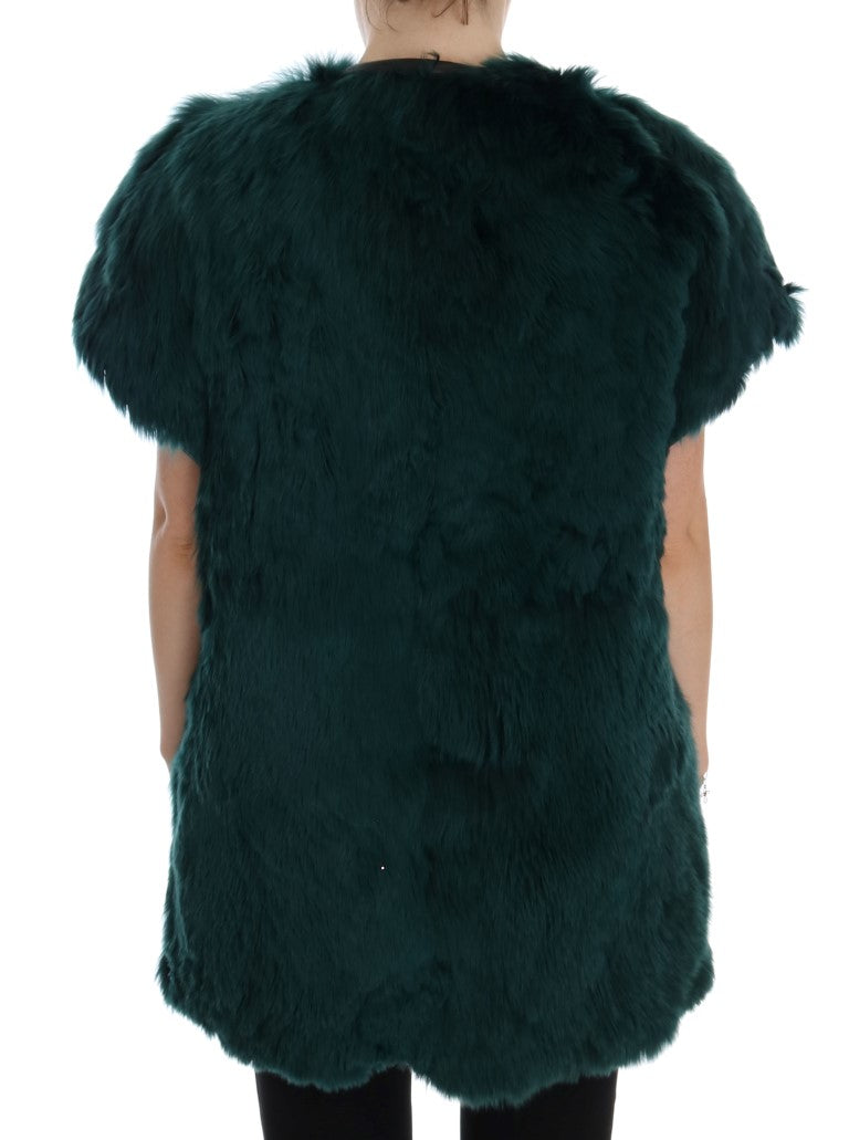 Dolce &amp; Gabbana Grüne Alpaka-Pelzweste ärmellose Jacke