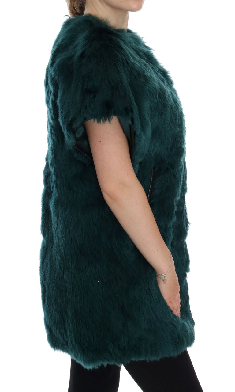 Dolce &amp; Gabbana Grüne Alpaka-Pelzweste ärmellose Jacke
