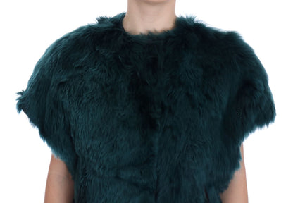 Dolce &amp; Gabbana Grüne Alpaka-Pelzweste ärmellose Jacke