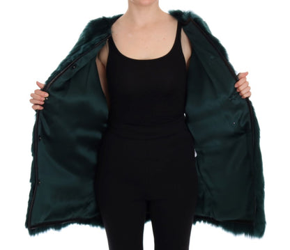 Dolce &amp; Gabbana Grüne Alpaka-Pelzweste ärmellose Jacke