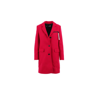 Love Moschino – Schicker rosa Wollmantel mit Logodetails