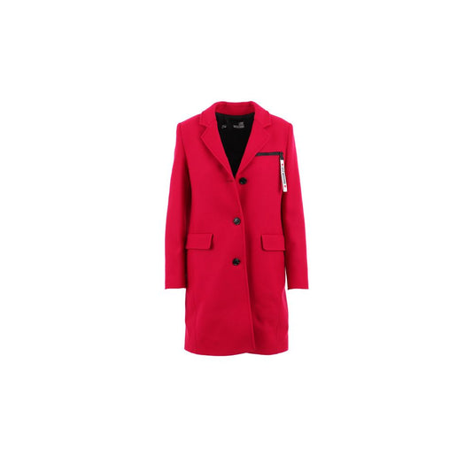Love Moschino – Schicker rosa Wollmantel mit Logodetails