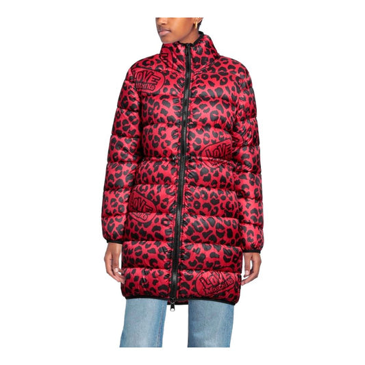 Love Moschino – Schicke, lange Daunenjacke mit Leopardenmuster