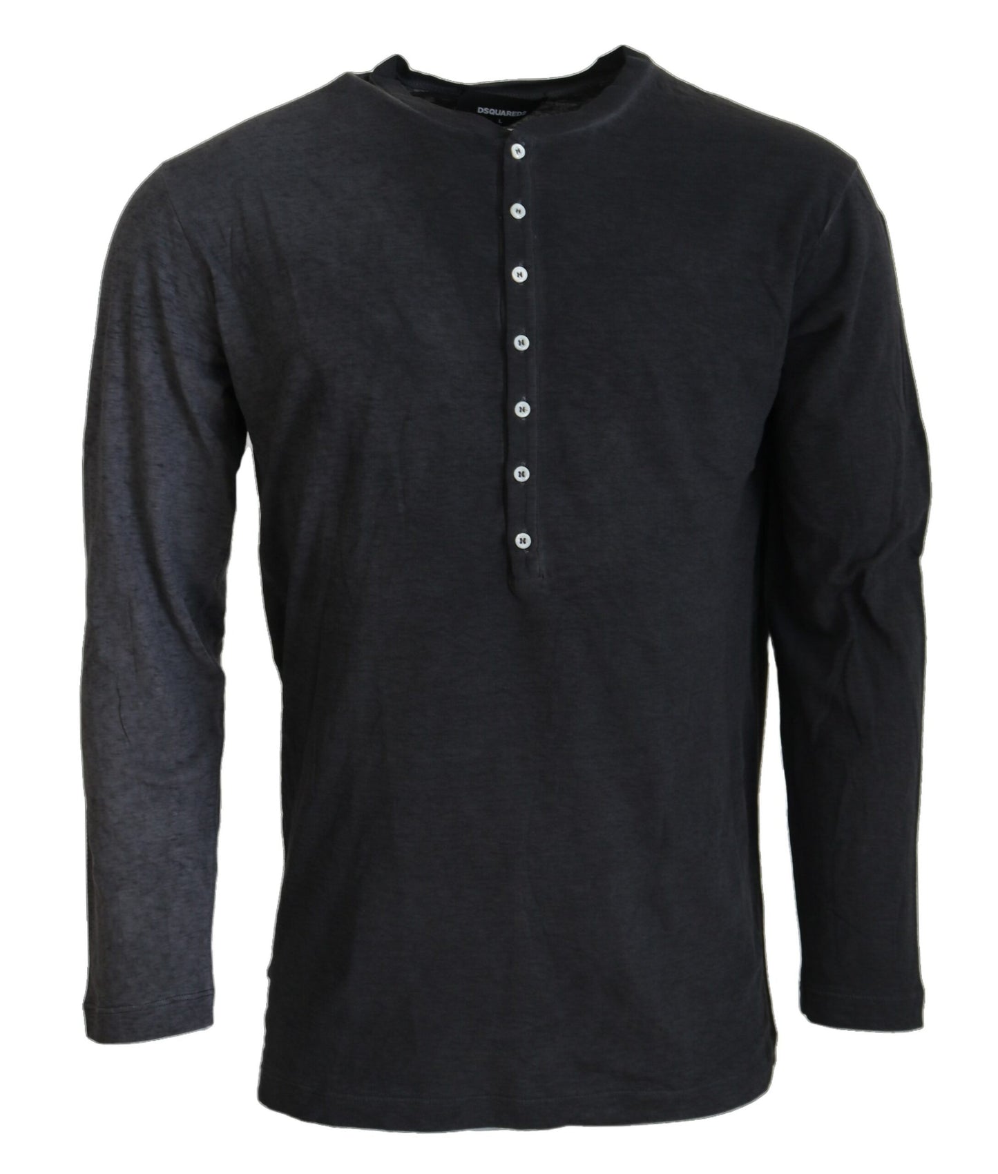 Dsquared² Schwarzer Pullover aus Baumwollleinen mit langen Ärmeln