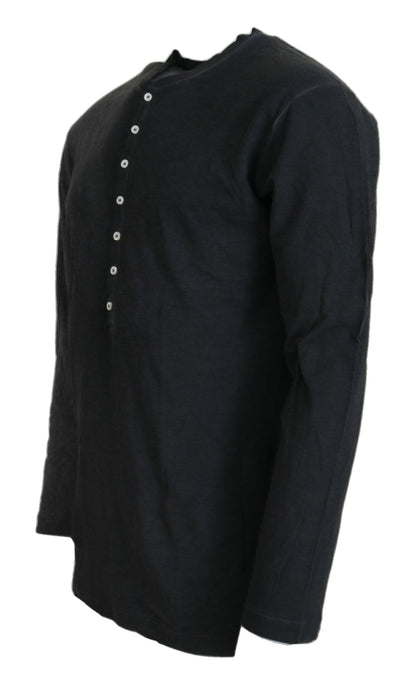 Dsquared² Schwarzer Pullover aus Baumwollleinen mit langen Ärmeln