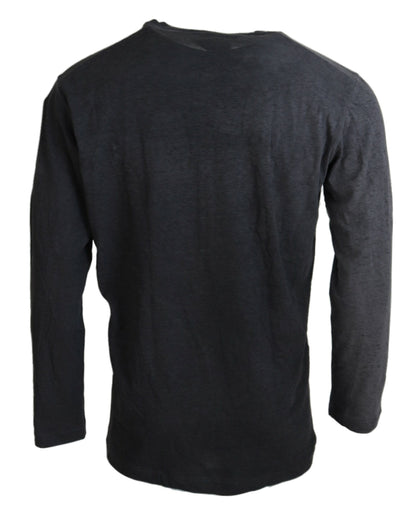 Dsquared² Schwarzer Pullover aus Baumwollleinen mit langen Ärmeln