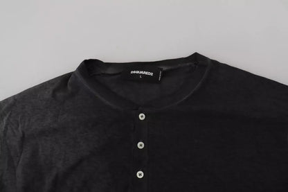 Dsquared² Schwarzer Pullover aus Baumwollleinen mit langen Ärmeln