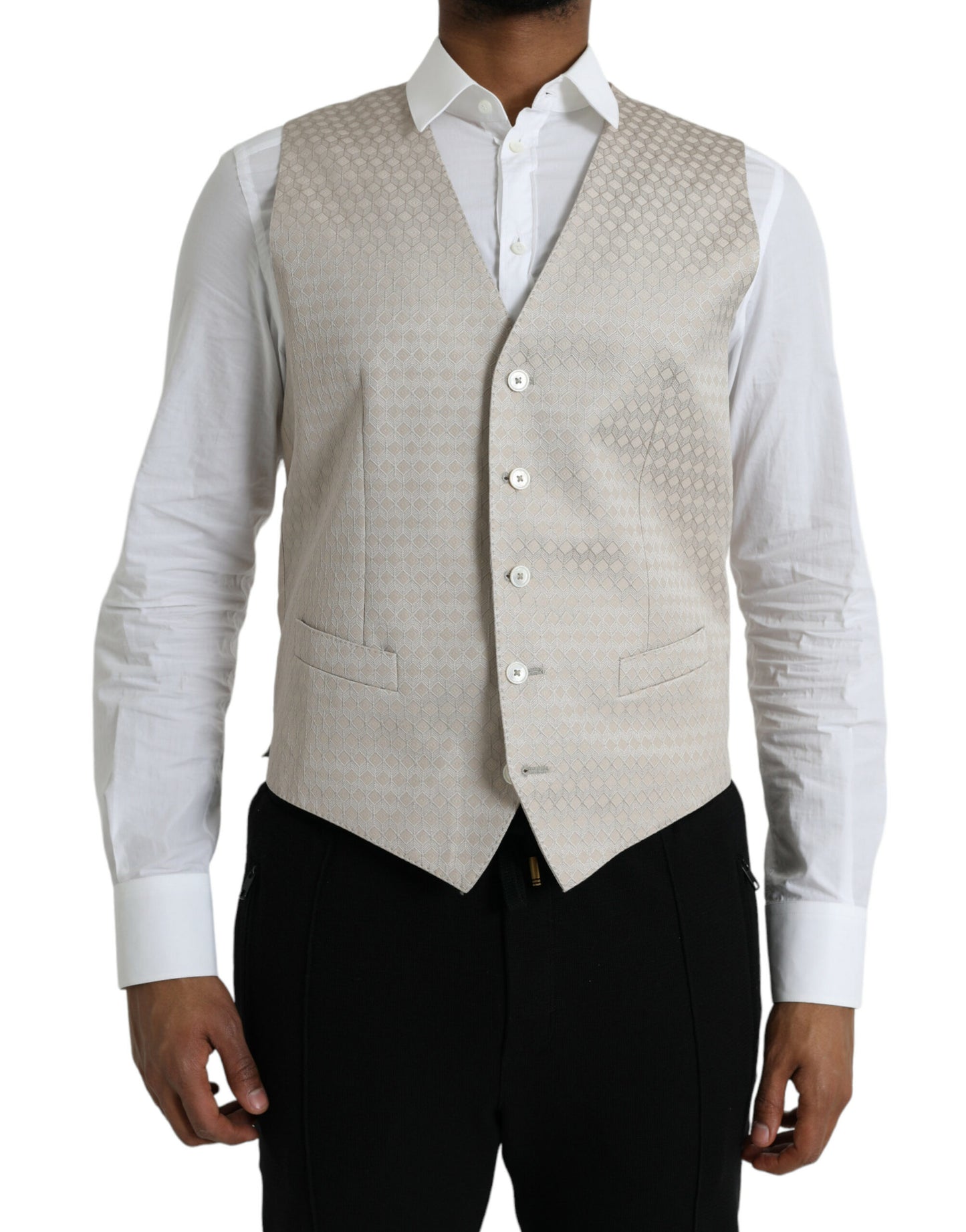 Dolce &amp; Gabbana – Weste aus cremefarbener Baumwolle, formelle Weste