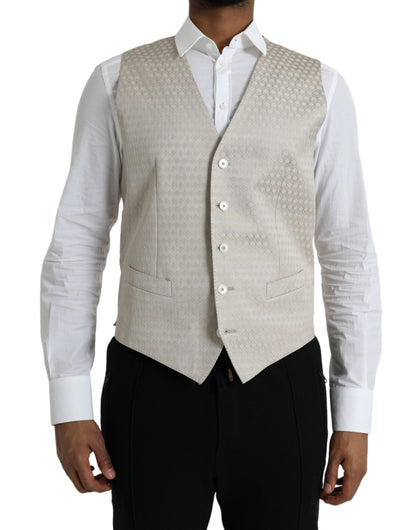 Dolce &amp; Gabbana – Weste aus cremefarbener Baumwolle, formelle Weste
