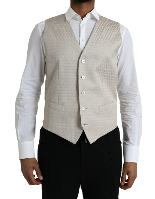 Dolce &amp; Gabbana – Weste aus cremefarbener Baumwolle, formelle Weste