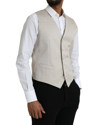 Dolce &amp; Gabbana – Weste aus cremefarbener Baumwolle, formelle Weste
