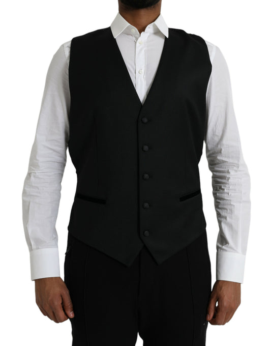 Dolce &amp; Gabbana Schwarze Seidenweste, formelle Weste