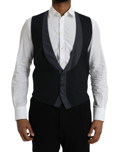 Dolce &amp; Gabbana Schwarze Wollweste, formelle Weste