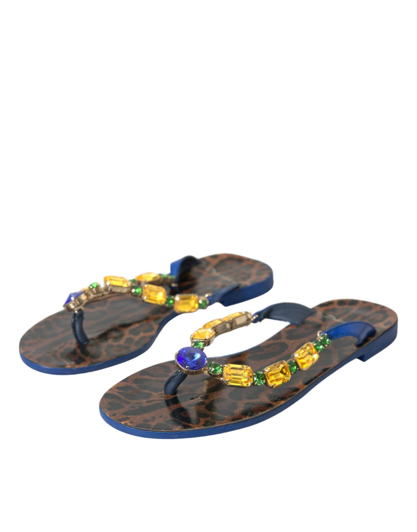 Dolce &amp; Gabbana – Strandschuhe aus blauem Kalbsleder mit Kristallen