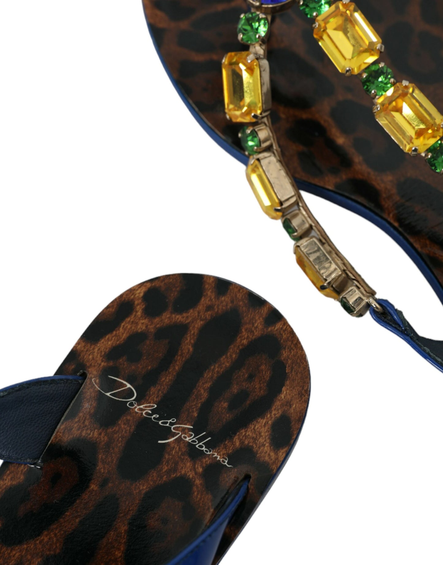 Dolce &amp; Gabbana – Strandschuhe aus blauem Kalbsleder mit Kristallen