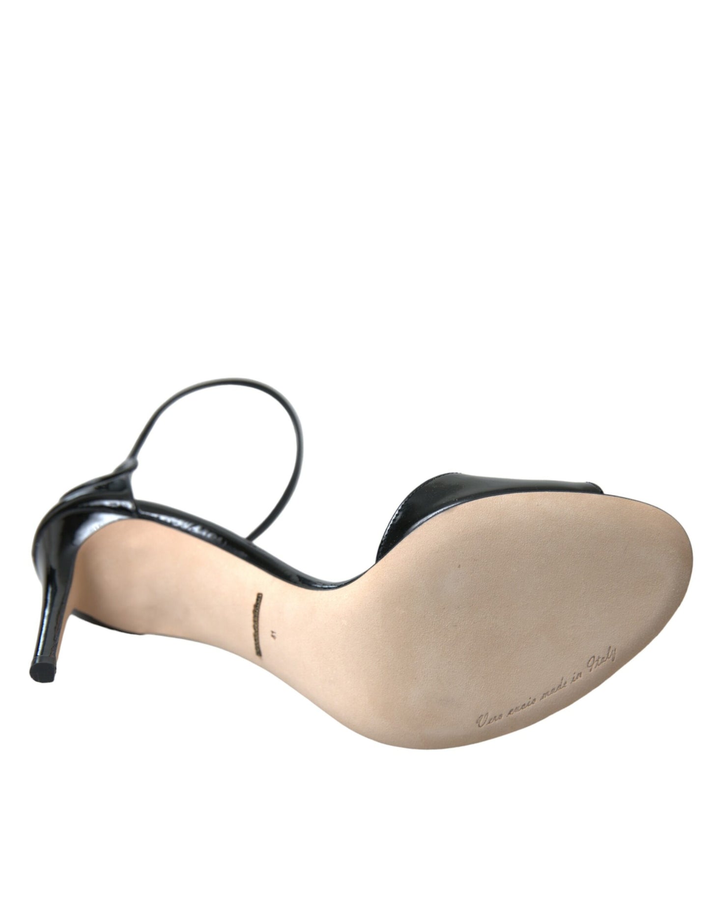 Dolce &amp; Gabbana Schwarze KEIRA Leder Heels Sandalen Schuhe