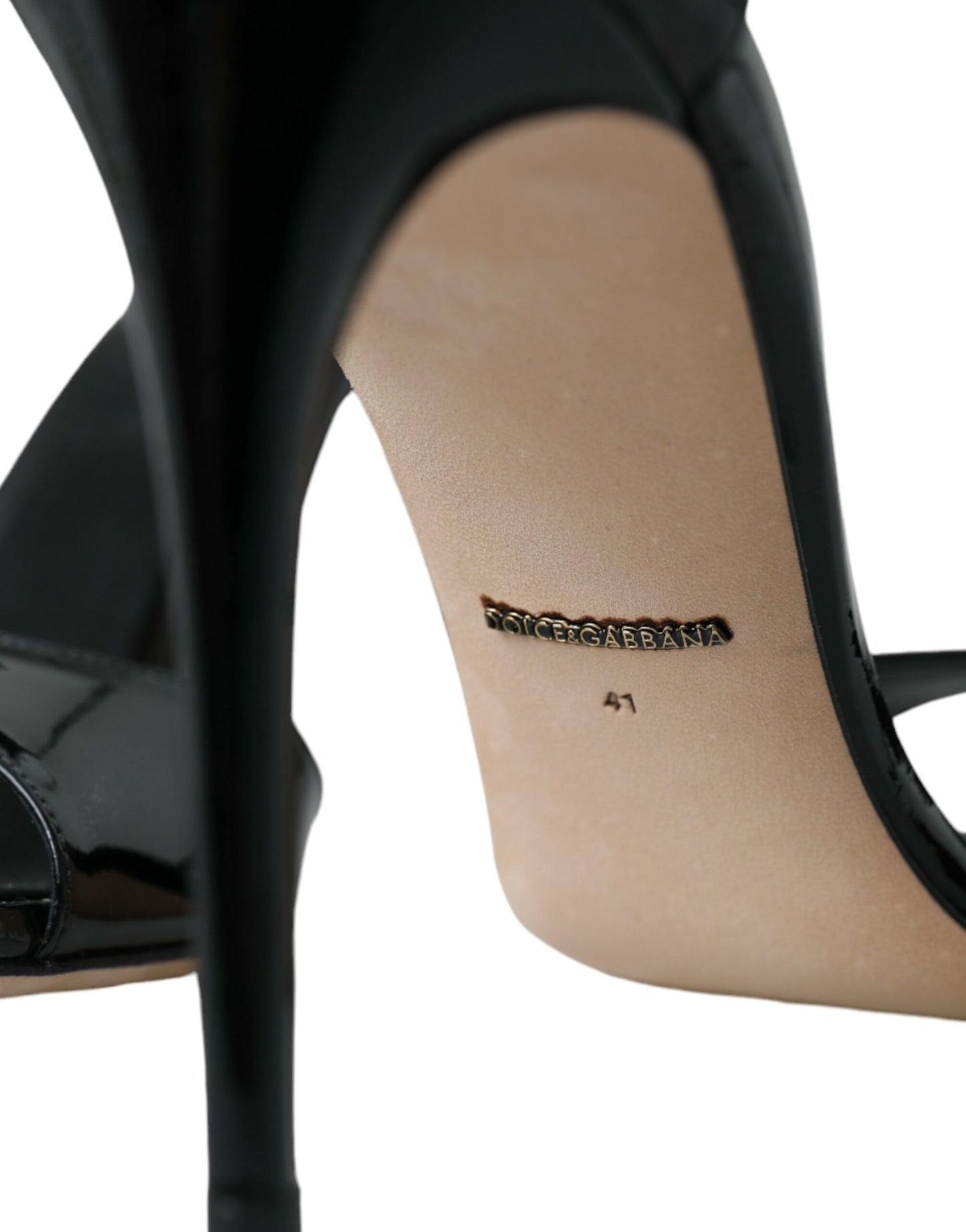 Dolce &amp; Gabbana Schwarze KEIRA Leder Heels Sandalen Schuhe