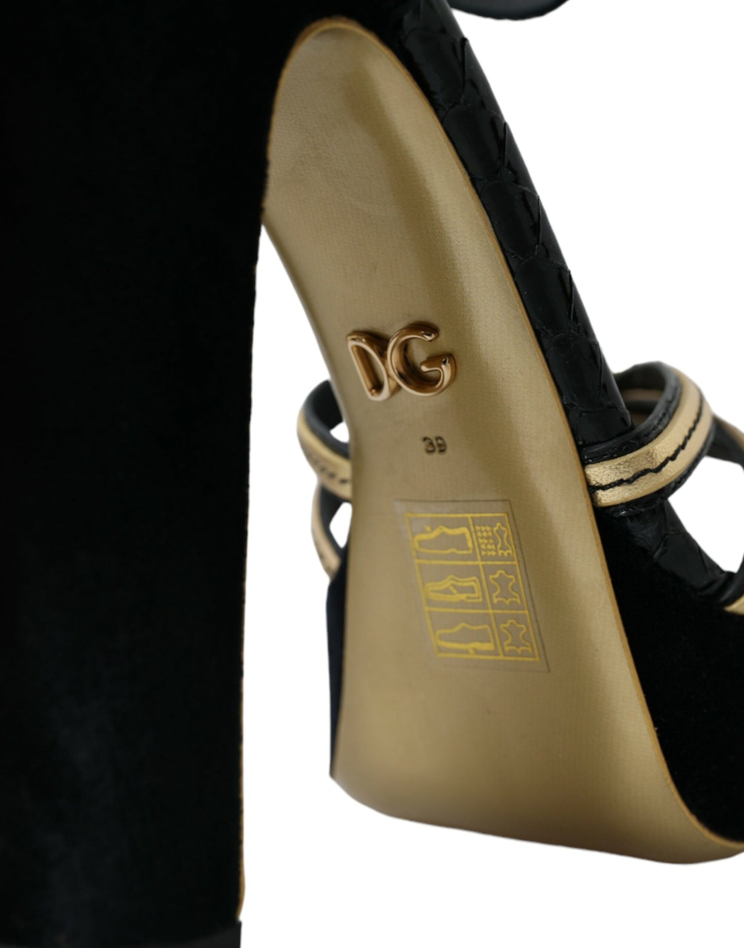 Dolce &amp; Gabbana Schwarz Gold Verzierte Heels Sandalen Schuhe