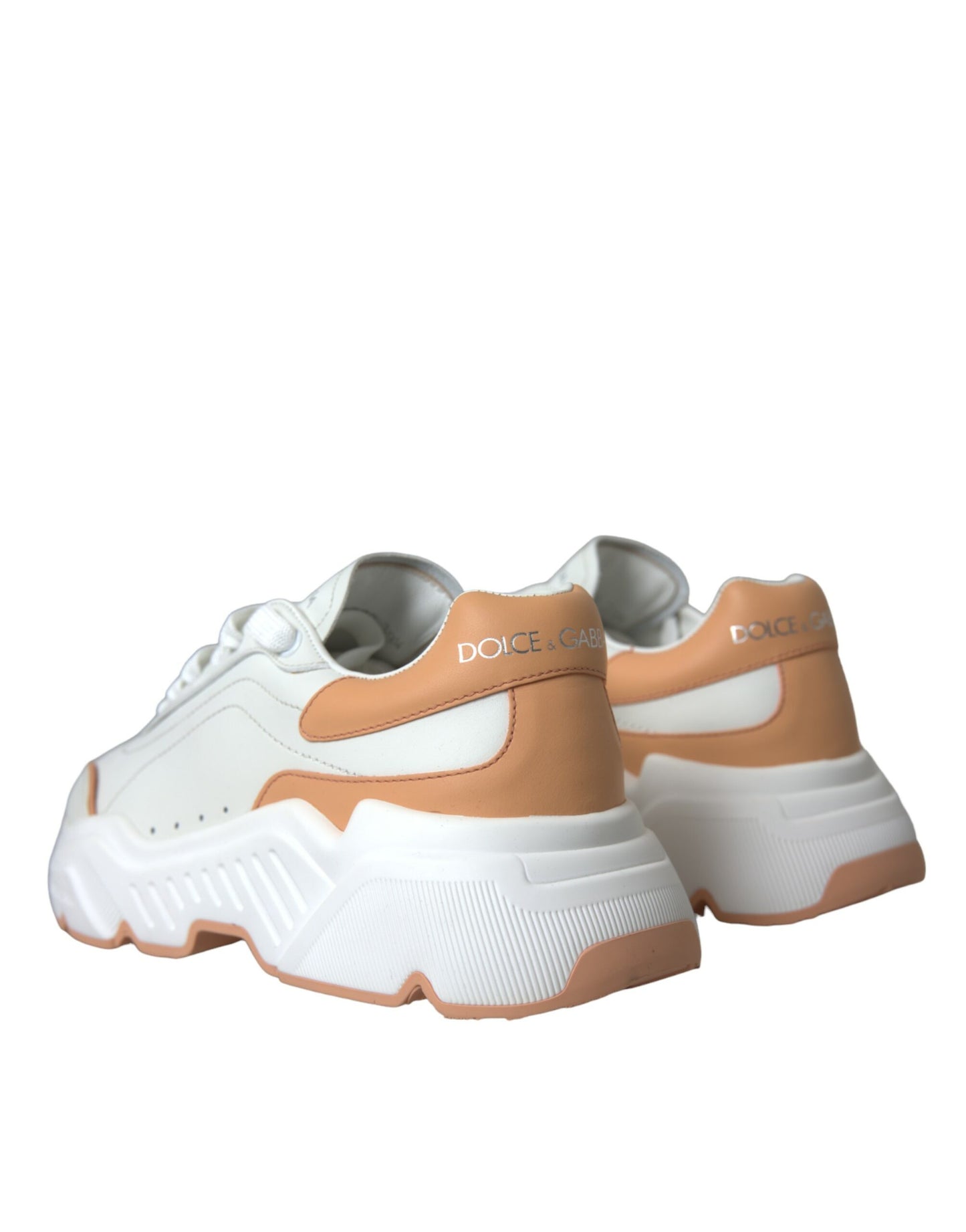 Dolce &amp; Gabbana – Daymaster – Sneaker aus Leder in Weiß und Pfirsich