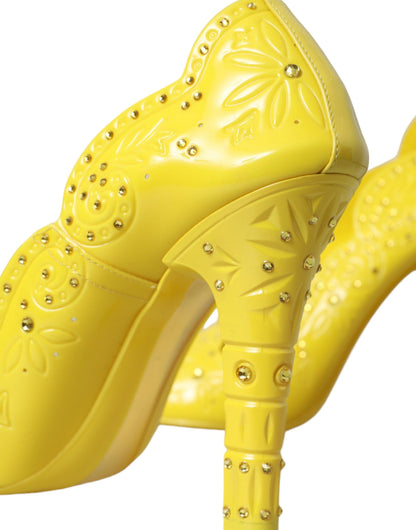 Dolce &amp; Gabbana Gelbe Kristall CINDERELLA Heels Pumps Schuhe