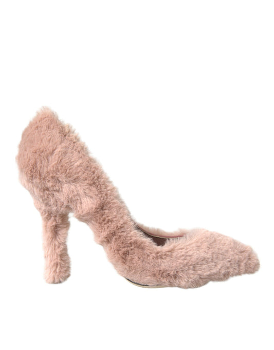 Dolce &amp; Gabbana Hellrosa Kunstpelz Heels Pumps Schuhe
