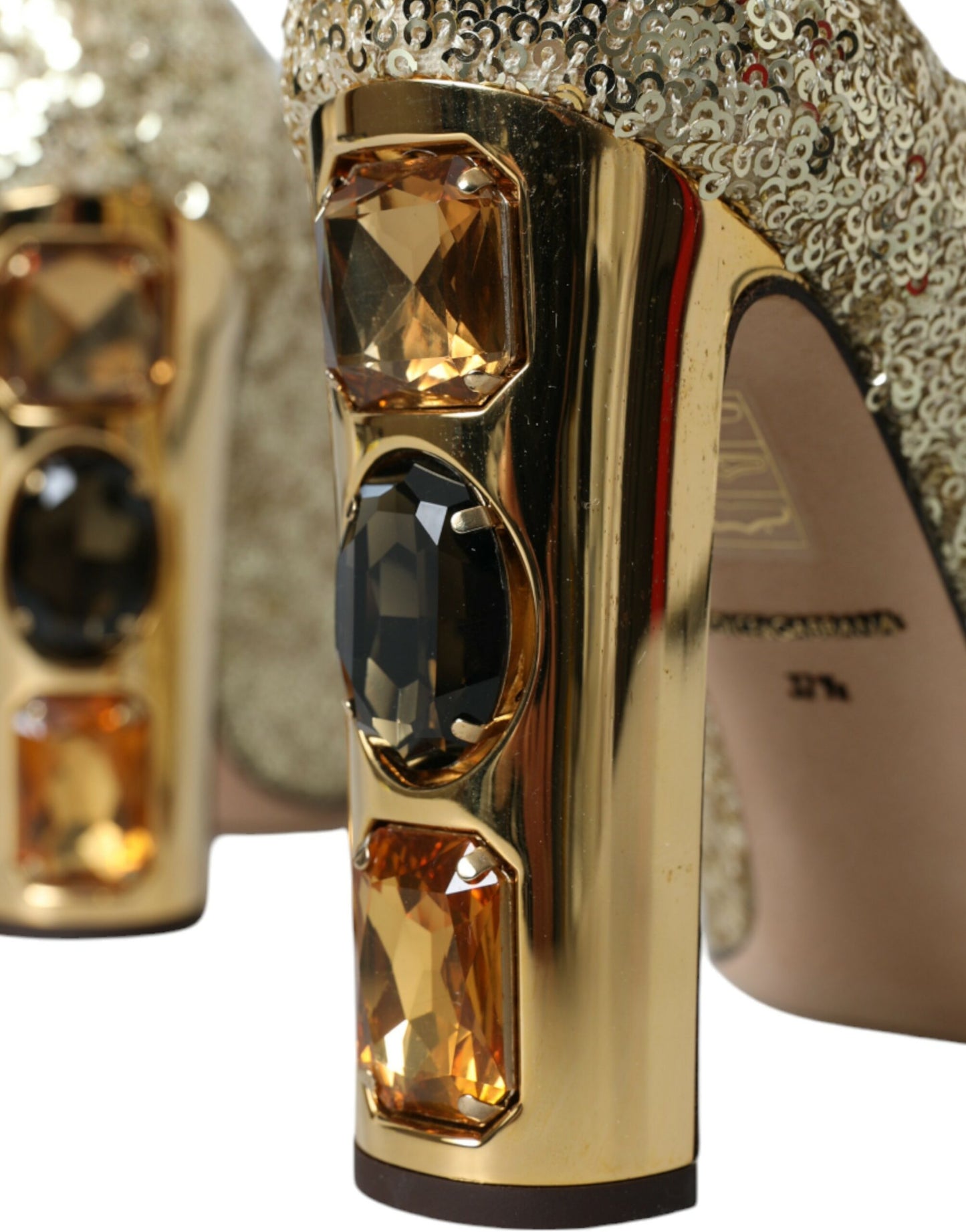 Dolce &amp; Gabbana Gold Pailletten Kristall Heels Pumps Schuhe