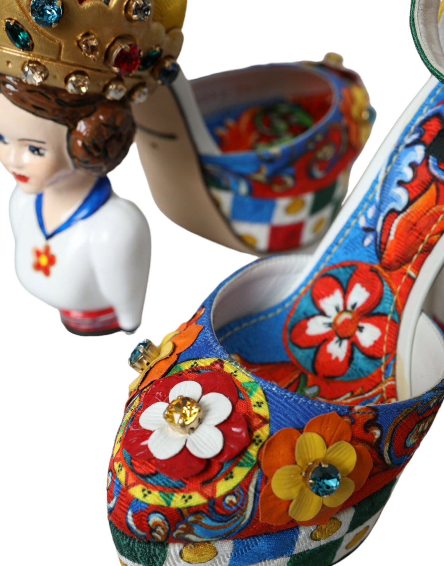 Dolce &amp; Gabbana Mehrfarbige Carretto-Sandalen mit Verzierung