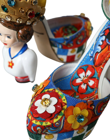 Dolce &amp; Gabbana Mehrfarbige Carretto-Sandalen mit Verzierung