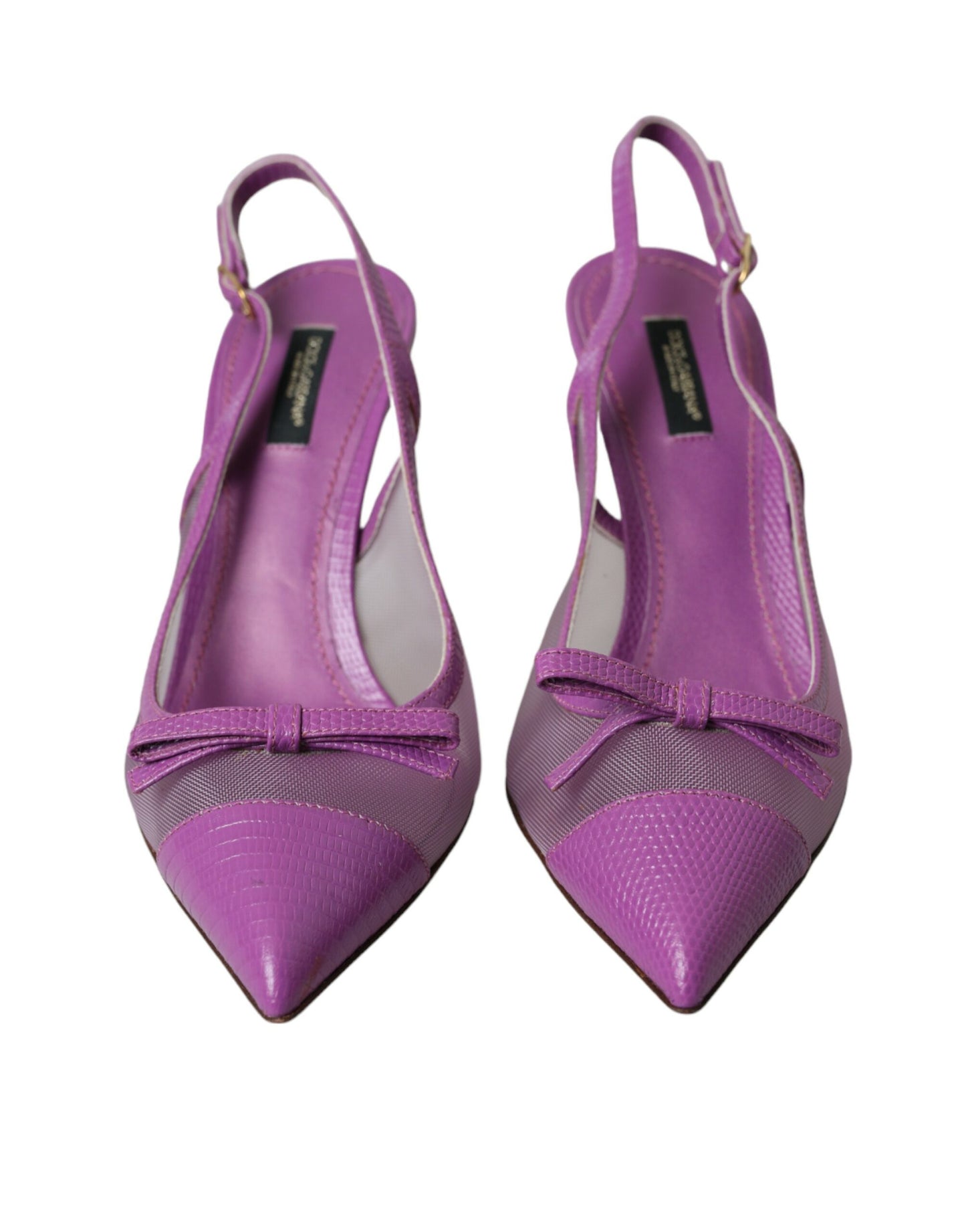 Dolce &amp; Gabbana Lila Leder Mesh High Heels Slingback Schuhe