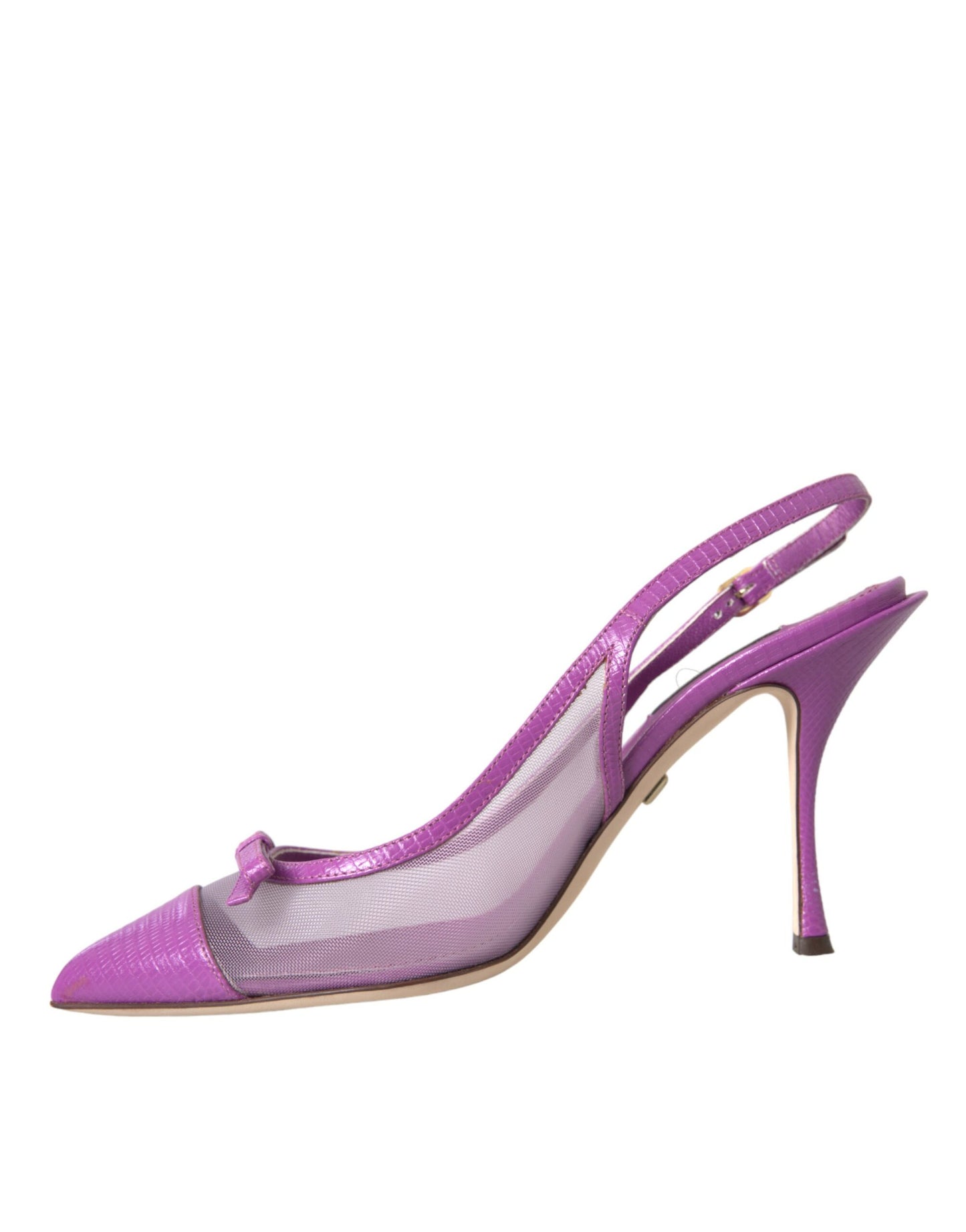 Dolce &amp; Gabbana Lila Leder Mesh High Heels Slingback Schuhe