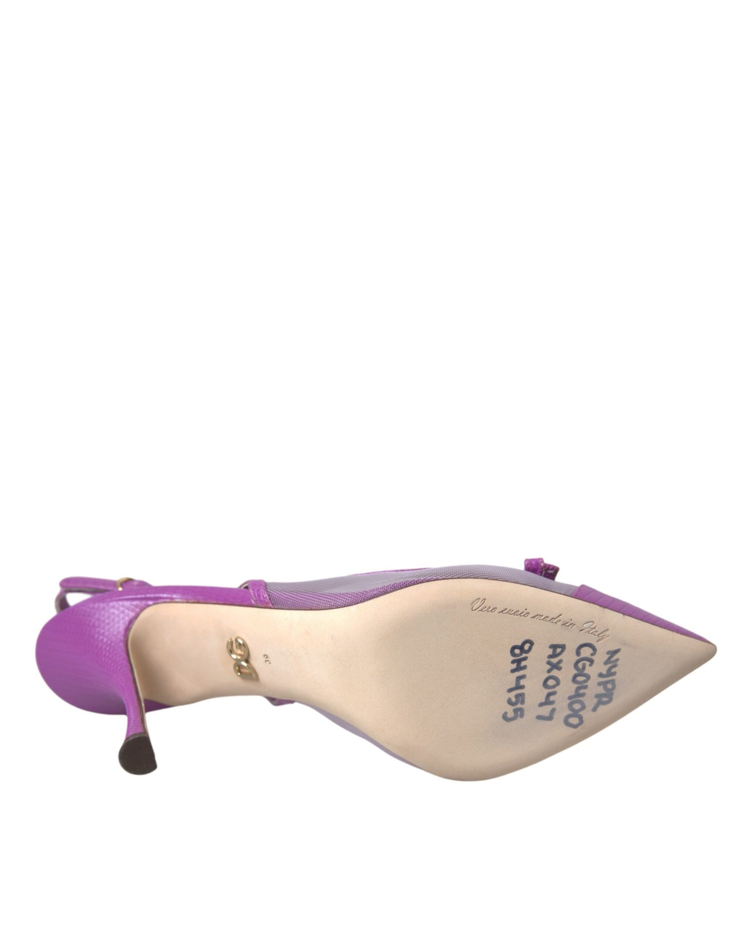Dolce &amp; Gabbana Lila Leder Mesh High Heels Slingback Schuhe