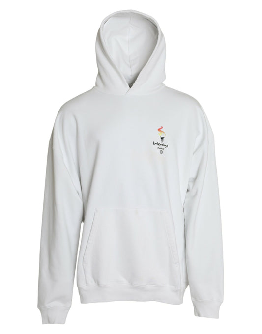 Balenciaga – Kapuzenpullover mit Logo aus weißer Baumwolle