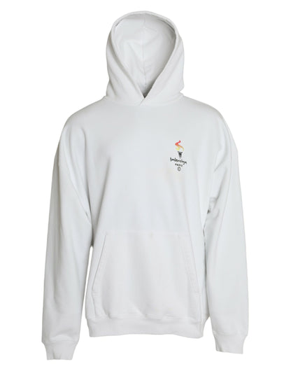 Balenciaga – Kapuzenpullover mit Logo aus weißer Baumwolle