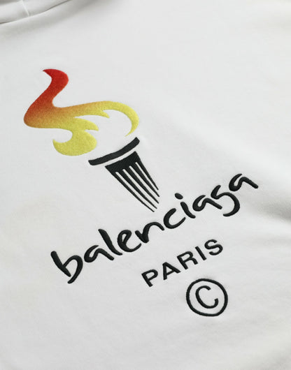 Balenciaga – Kapuzenpullover mit Logo aus weißer Baumwolle