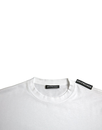 Balenciaga – T-Shirt aus Baumwolljersey mit Rundhalsausschnitt in Off-White