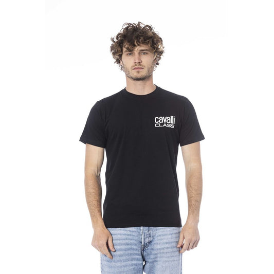 Cavalli Class Schwarzes Herren-T-Shirt aus Baumwolle