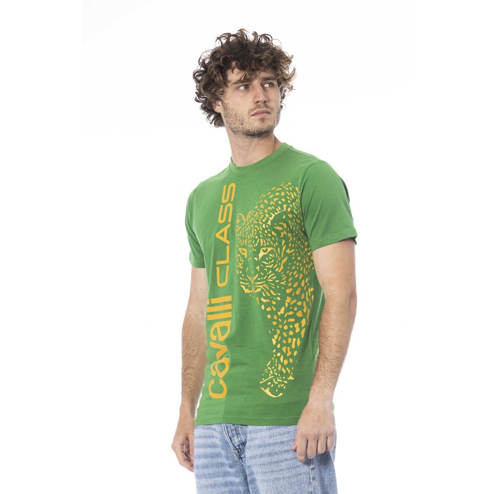 Cavalli Class Grünes Herren-T-Shirt aus Baumwolle
