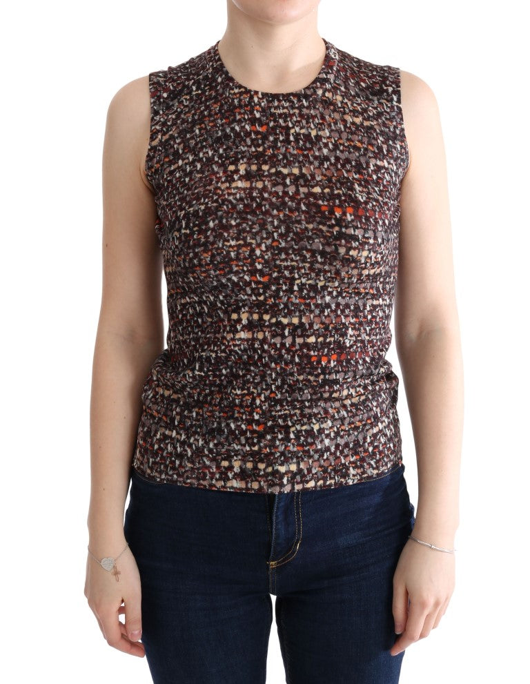 Dolce &amp; Gabbana – T-Shirt aus Wolle mit mehrfarbigem Strickmuster