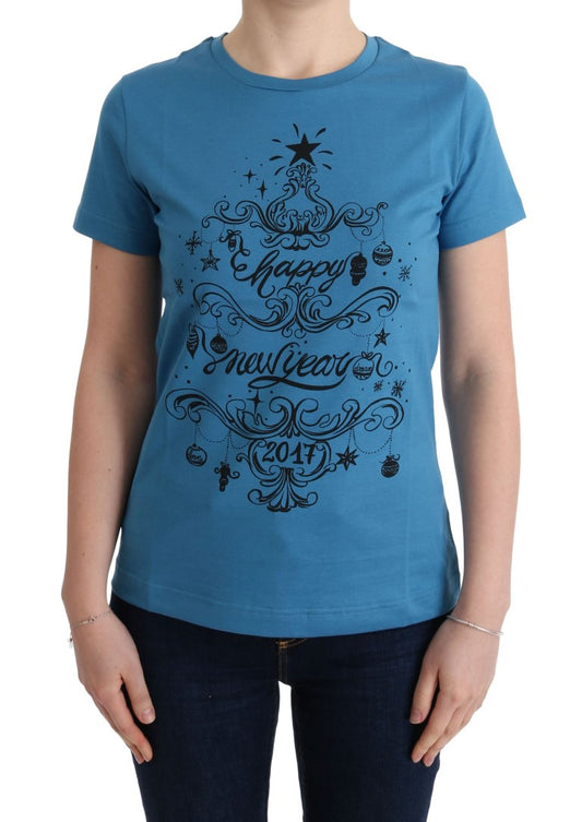 Dolce &amp; Gabbana – T-Shirt aus blauer Baumwolle mit Motiv 2017