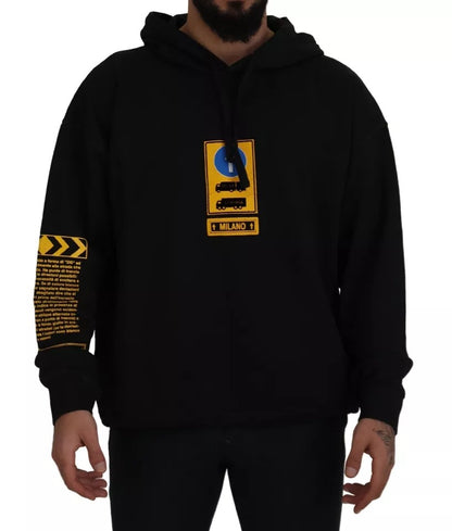 Dolce &amp; Gabbana – Schwarzes Kapuzensweatshirt aus Baumwolle mit Logo