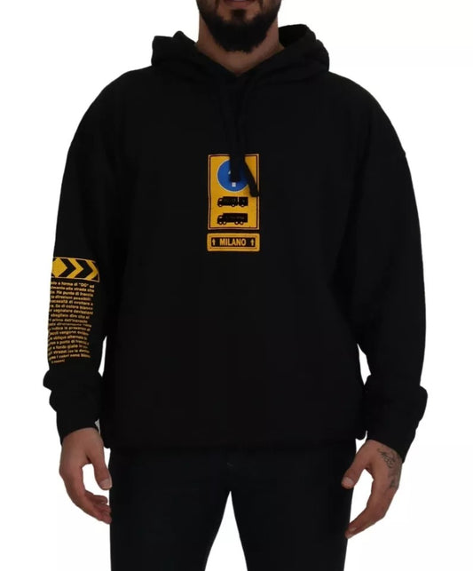 Dolce &amp; Gabbana – Schwarzes Kapuzensweatshirt aus Baumwolle mit Logo