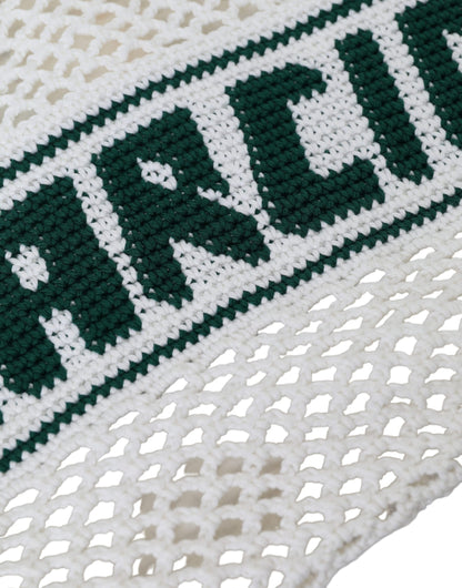 Dolce &amp; Gabbana – Einkaufstasche mit Logo aus gestrickter Baumwolle in Weiß und Grün