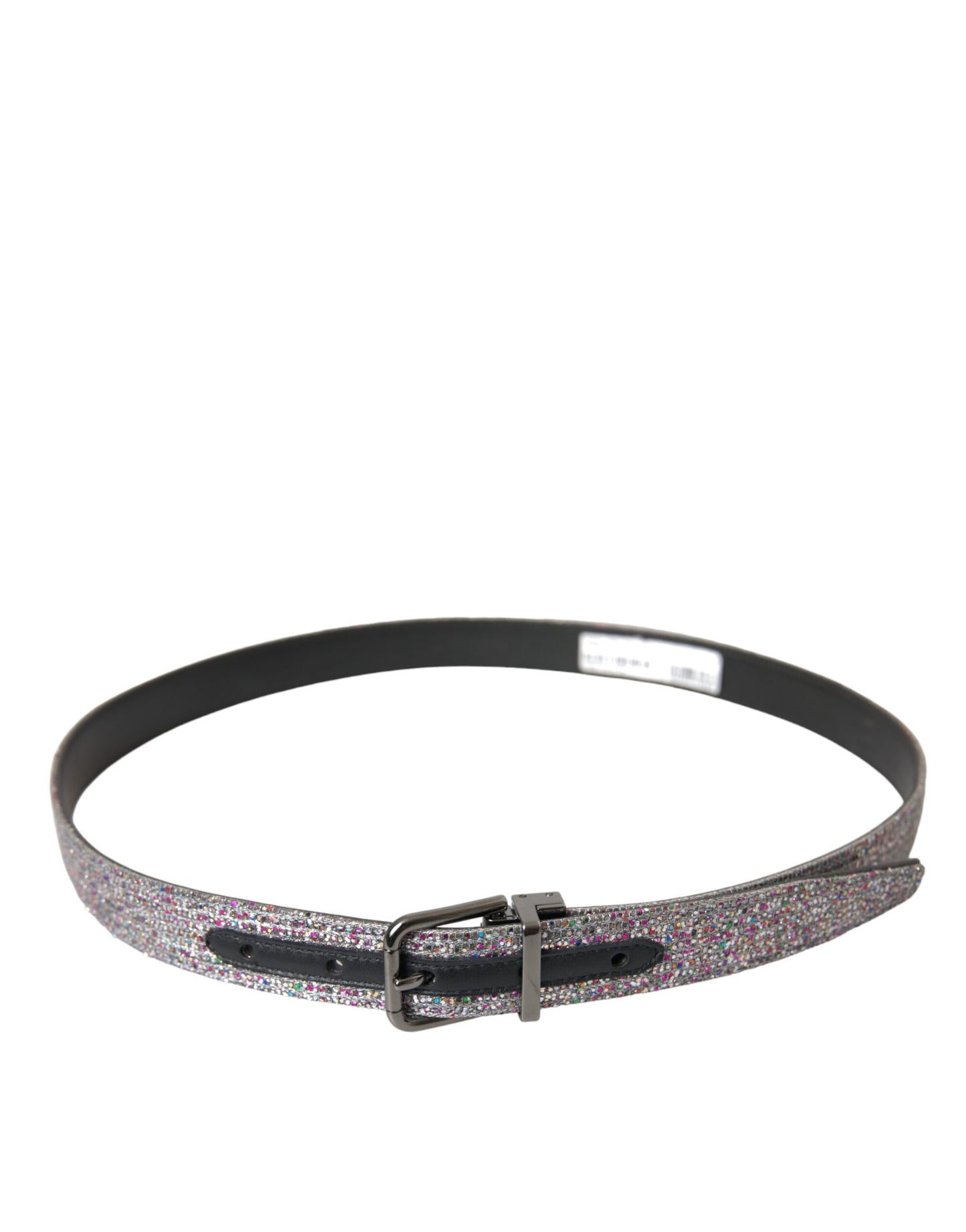 Dolce &amp; Gabbana Multicolor Embellished Silver Metal Buckle Belt